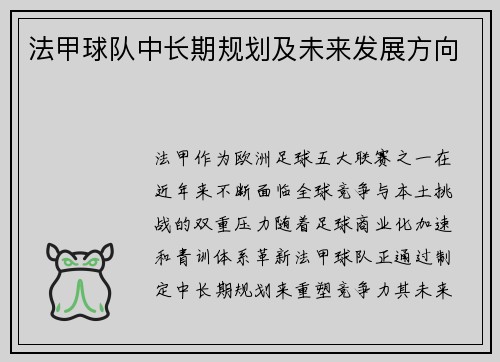 法甲球队中长期规划及未来发展方向
